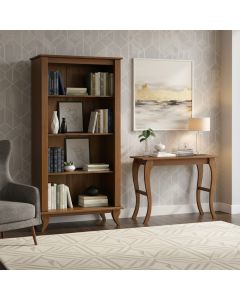 Aparador e Estante Vintage de Madeira Conjunto Clássico Luiz XV Castanho