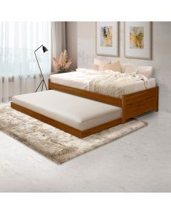 Cama Solteiro com Auxiliar Bibox Bicama Gabrieli com 2 Colchões Inclusos - Castanho