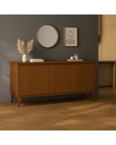 Buffet de Madeira Maciça Aparador Monterrey 4 Portas Castanho