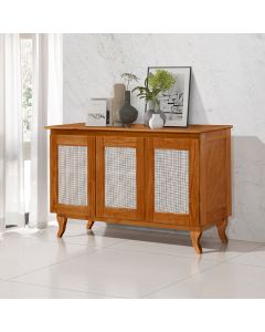 Buffet Aparador Madeira Vintage Tela Deltan 3 Portas - Castanho