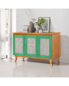 Buffet Aparador Tela 3p Madeira Maciça Deltan - Verde / Imbuia