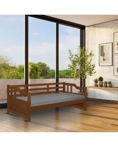 Cama Zurique Mona Solteiro Madeira Maciça com Acabamento Premium Castanho