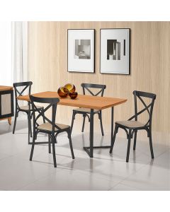 Conjunto Mesa Madeira Maciça Alice 1,20m com 4 Cadeiras Aço Karina Preto