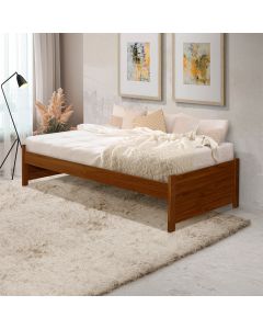 Cama Solteiro Gabrieli Madeira Maciça Durável Castanho