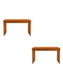 Conjunto 2 Mesa de Escritório Coorpotativa de Madeira Maciça Moderna Elegante 140 Veneza Castanho