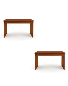 Conjunto 2 Mesa de Escritório Coorpotativa de Madeira Maciça Moderna Elegante 140 Veneza Castanho