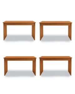 Conjunto 4 Mesa de Escritório Coorpotativa de Madeira Maciça Moderna Elegante 140 Veneza Castanho