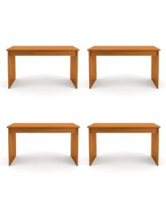 Conjunto 4 Mesa de Escritório Coorpotativa de Madeira Maciça Moderna Elegante 140 Veneza Castanho