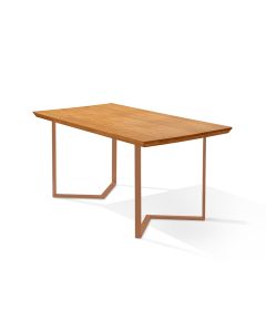 Mesa Retangular 120x80 Alice Tampo em Madeira Base Industrial Cobre