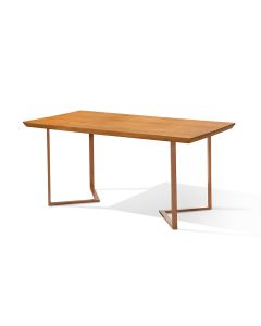 Mesa Retangular 160x80 Alice Tampo em Madeira Base Industrial Cobre