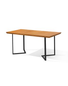 Mesa Retangular 160x80 Alice Tampo em Madeira Base Industrial Preto