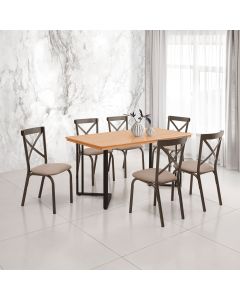 Mesa Michigan 160x160 Estilo Contemporâneo com Pés de Madeira Imbuia Base Preta