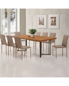 Mesa de Jantar Michigan 180x180 em Madeira Maciça Castanho Base Preta