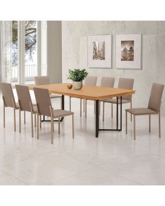 Mesa Michigan 180x180 Estilo Contemporâneo com Pés de Madeira Imbuia Base Preta