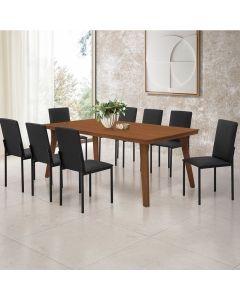 Mesa de Jantar Millena 180cm em Madeira Maciça Estilo Contemporâneo Castanho