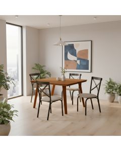 Mesa de Jantar Millena 80x80 em Madeira Maciça Estilo Contemporâneo Castanho