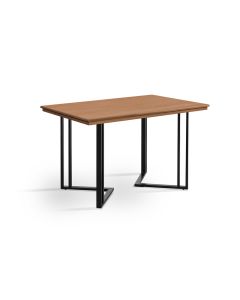Mesa de Jantar Industrial Michigan 1,20 Tampo em Madeira Maciça Castanho Pés em Aço Preto