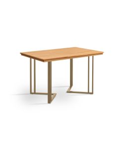 Mesa Retangular 120x80 Alice Tampo Imbuia em Madeira Base Industrial Champagne