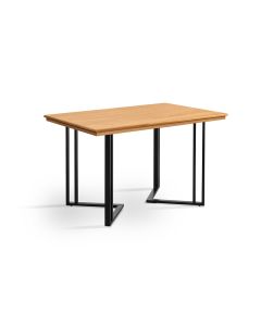 Mesa de Jantar Industrial Michigan 1,20 Tampo em Madeira Maciça Imbuia Pés em Aço Preto