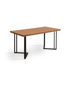 Mesa de Jantar Industrial Michigan 1,60 Tampo em Madeira Maciça Castanho Pés em Aço Preto