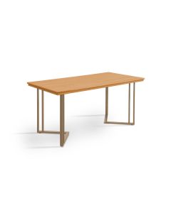 Mesa Retangular 160x80 Alice Tampo Imbuia em Madeira Base Industrial Champagne