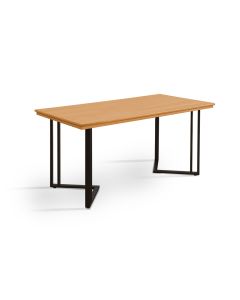 Mesa Retangular 160x80 Alice Tampo Imbuia em Madeira Base Industrial Preto
