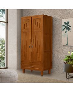 Guarda Roupa Roupeiro Modulado Munique Estrutura em Madeira Maciça Castanho