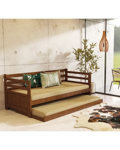 Sofá Cama em Madeira Rústica Enjoy - Imbuia