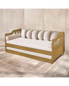 Sofá Cama Solteiro com Braços com 2 Colchões Atraente - Imbuia