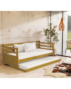 Sofá Cama em Madeira Rústica Enjoy - Imbuia
