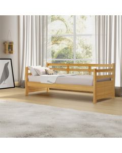 Sofá Cama Vintage Enjoy Mona Madeira com Colchão Imbuia Acompanha Nicho